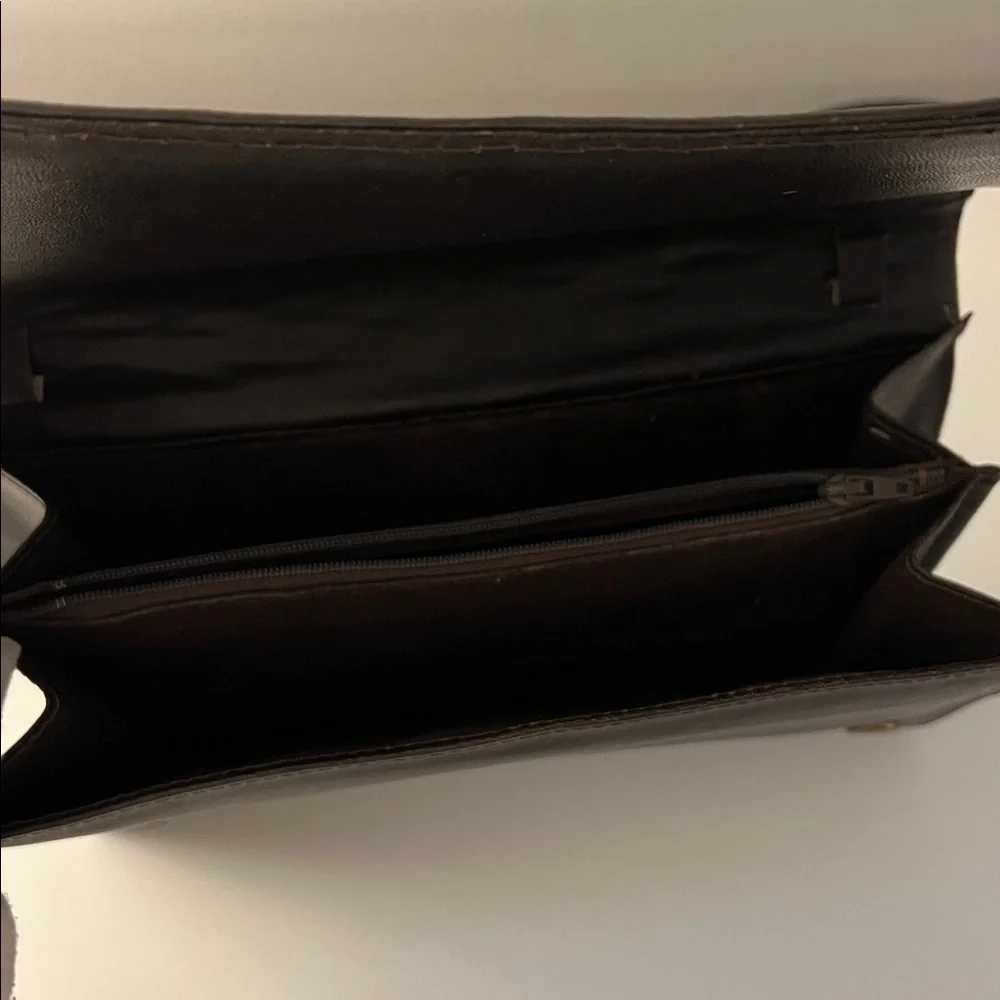 Elegant Brown Crocodile-Embossed Clutch